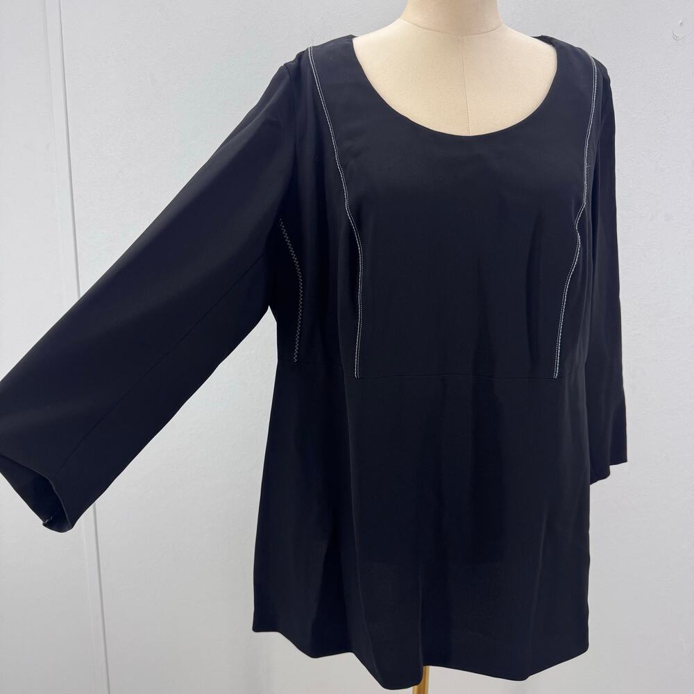 NWT Marina Rinaldi Black Minimalist Blouse US 22 Office Siren Career Old Money